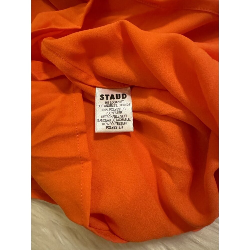 Staud New Calluna Maxi Dress Chiffon Flounce Nectarine Medium - Picture 2 of 4